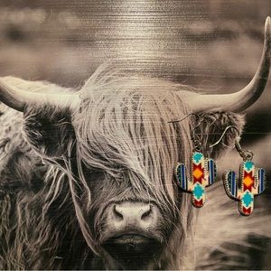 Aztec cactus earrings